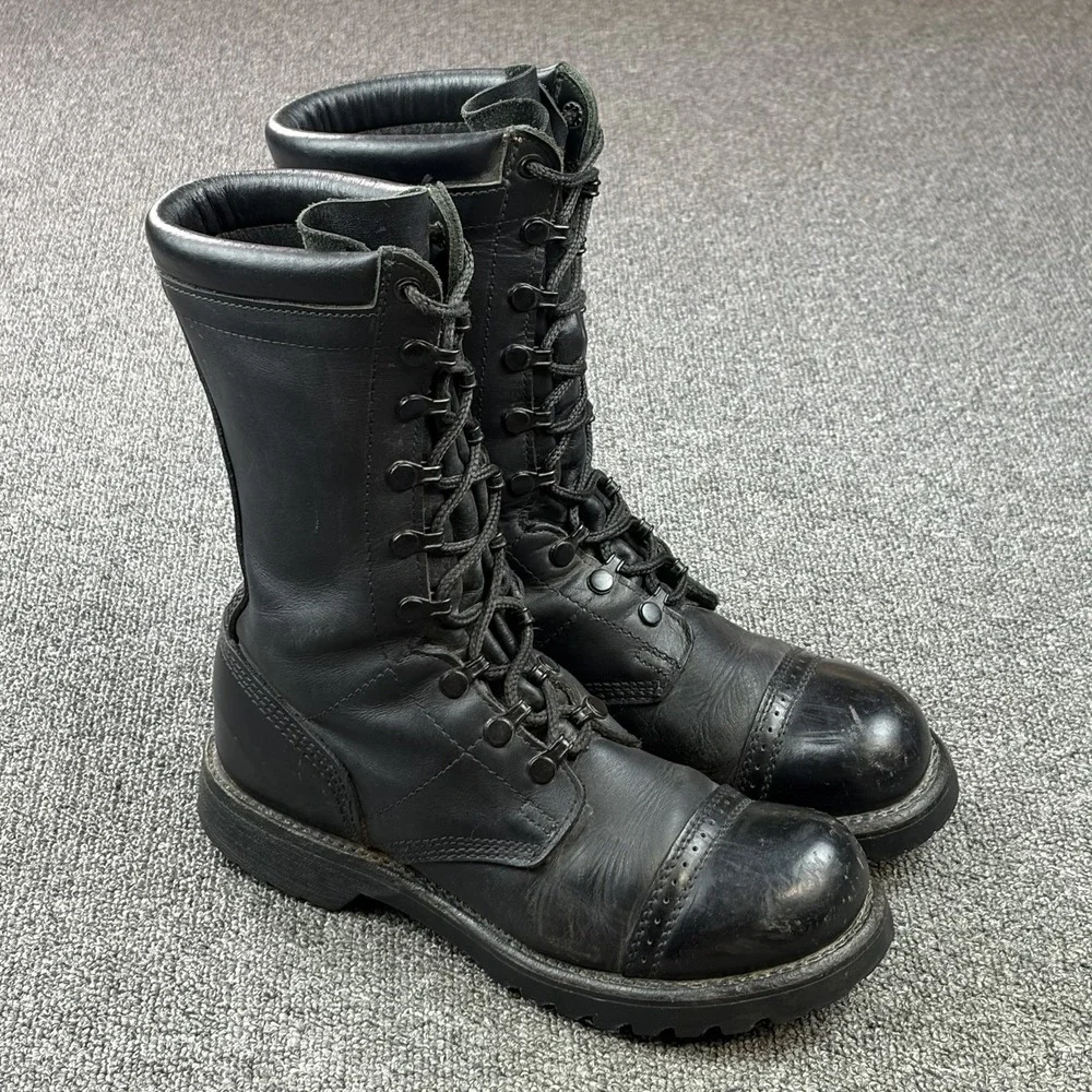 Vintage Corcoran 1520 Black Leather Jump Boots USA Vibram Military Combat 8.5 M